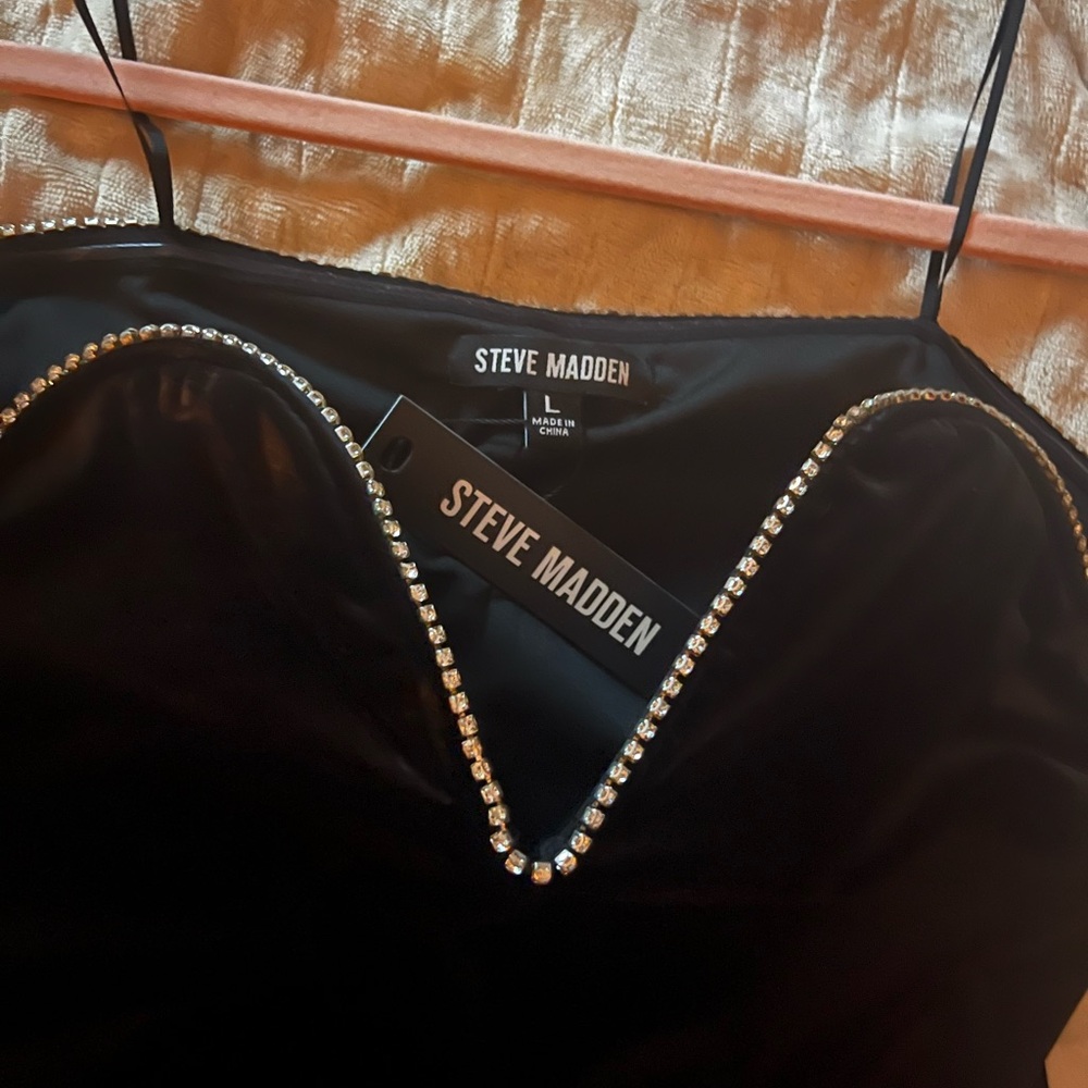 Steve Madden Black Dress with Rhinestone Trim
